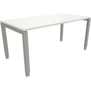 4260429768981 - Sidney höhenverstellbarer Schreibtisch weiß rechteckig 4-Fuß-Gestell Quadratrohr silber 1600 x 800 cm