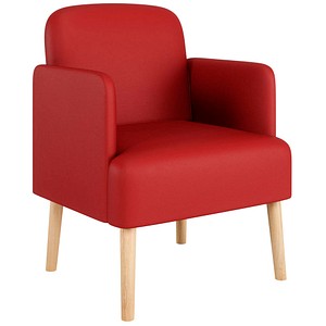 3660141967302 - meet by Paperflow Sessel BROOKS 4-Fußgestell Sitz- und Rückenpolsterung B 620 x T 520 x H 440 mm rot buche