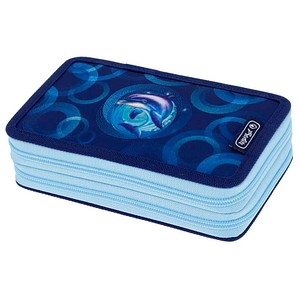 herlitz Federmäppchen befüllt Dolphin Ride blau 23-teilig, 19,3 x 5,0 cm