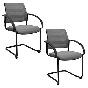 4067976999642 - Besucherstuhl AIRWORK MEETING 201 grau   schwarz mit Armlehnen Freischwinger 4067976999642 2 Stück