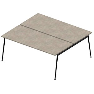Quadrifoglio Doppelschreibtisch beton rechteckig, 4-Fuß-Gestell grau 180,0 x 164,0 cm