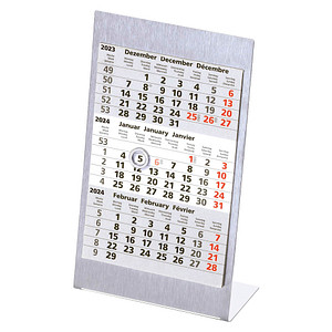 Tischkalender Edelstahl 2024/2025 silber matt  office discount