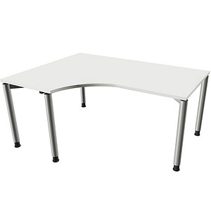 4260429769018 - fm Sidney höhenverstellbarer Schreibtisch weiß Bogenform 4-Fuß-Gestell Rundrohr silber 1600 x 800 cm