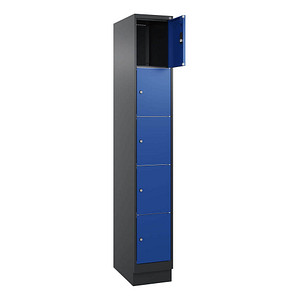 4068427433586 - Schließfachschrank Classic PLUS enzianblau schwarzgrau 080020-105 S10031 5 Schließfächer 300 x 500 x 1950 cm 4068427433586 