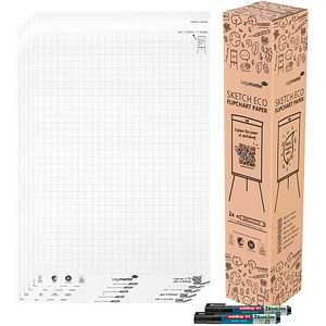 8713797111027 - AKTION Flipchart-Papier SKETCH ECO kariert 650 x 980 cm 20 Blatt 5 Blöcke + GRATIS 2x edding 31 EcoLine Flipchartmarker