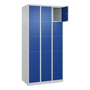 CP Schließfachschrank Classic Plus enzianblau, lichtgrau 080000-305 S10003, 15 Schließfächer 90,0 x 50,0 x 185,0 cm