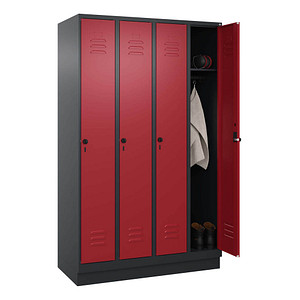 4068427429930 - Spind Classic PLUS rubinrot schwarzgrau 080020-40 S10056 4 Schließfächer 1200 x 500 x 1950 cm 4068427429930 C+P-Möbel 4068427429930 - Spind Classic PLUS rubinrot schwarzgrau 080020-40 S10056 4 Schließfächer 1200 x 500 x 1950 cm 4068427429930 C+P-Möbel