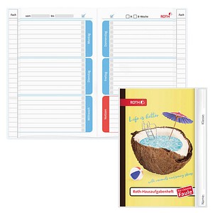 4028279903170 - ROTH Hausaufgabenheft Coconut Pool für clevere Faule liniert A5 ohne Rand 104 Blatt