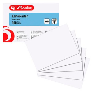 6 x Herlitz Karteikarten A6 blanko weiß VE=100 Stück