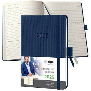 4004360780615 - Taschenkalender C2563 Conceptum dunkelblau 1 Woche   2 Seiten  (A6) 2025 4004360780615 Sigel