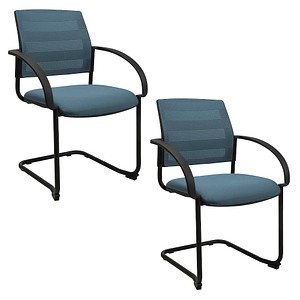 4067976999628 - Besucherstuhl AIRWORK MEETING 201 petrol   schwarz mit Armlehnen Freischwinger 4067976999628 2 Stück
