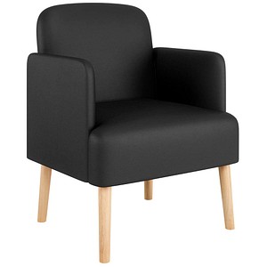 3660141967234 - meet by Paperflow Sessel BROOKS 4-Fußgestell Sitz- und Rückenpolsterung B 620 x T 520 x H 440 mm schwarz buche