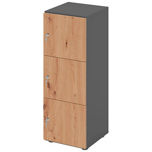 4032062314111 - HAMMERBACHER Schließfachschrank grafit asteiche V234L3 G R DS 3 Schließfächer 400 x 420 x 1100 cm 4032062314111 - HAMMERBACHER Schließfachschrank grafit asteiche V234L3 G R DS 3 Schließfächer 400 x 420 x 1100 cm