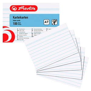 8 x Herlitz Karteikarten A7 liniert weiß VE=100 Stück
