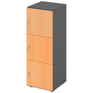 4032062314135 - HAMMERBACHER Schließfachschrank grafit buche V234L3 G 6 DS 3 Schließfächer 400 x 420 x 1100 cm