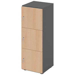 4032062314005 - HAMMERBACHER Schließfachschrank grafit eiche V234L3 G E DS 3 Schließfächer 400 x 420 x 1100 cm