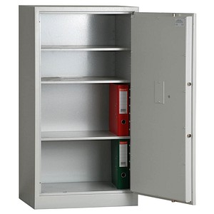 5901468312993 - Feuergeschützter Stahlschrank Sicherheitsstufe S1 BxTxH 650x500x1226 mm Volumen 256 l 3 Böden ral 7035 lichtgrau