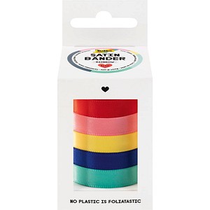 4001868140224 - Geschenkband RAINBOW satiniert mint dunkelblau gelb pink rot 100 mm x 40 m