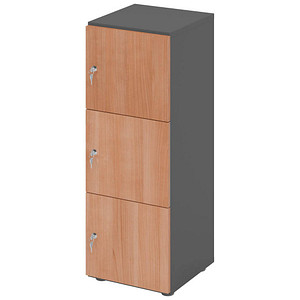 4032062314104 - HAMMERBACHER Schließfachschrank grafit nussbaum V234L3 G N DS 3 Schließfächer 400 x 420 x 1100 cm