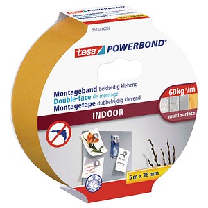 4042448843289 - tesa Montageband POWERBOND Indoor 55742 doppelseitiges Klebeband 380 mm x 50 m 1 Rolle