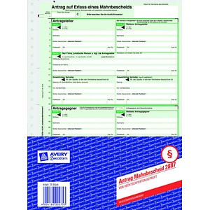 4004182202753 - 25 AVERY Zweckform Mahnbescheid für maschinelle Bearbeitung Formulare 2887 4004182202753 - 25 AVERY Zweckform Mahnbescheid für maschinelle Bearbeitung Formulare 2887