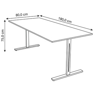 4044917442283 - Schreibtisch Form 1 11010713 65-130cm (H) 180x80cm (BxT) rechteckig anthrazit   silber 4044917442283 Kerkmann