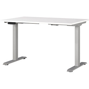 4005949790667 - Sitz-Steh-Schreibtisch JET 7907-639 elektrisch höhenverstellbar  120x80cm (BxT) rechteckig weiß   Silber 4005949790667 GERMA