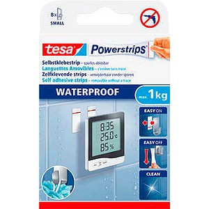 4042448392763 - Powerstrips waterproof strips small - wasserfeste doppelseitige klebestreifen für küche bad bis zu 1 kg haltekraft - 1 x - Tesa