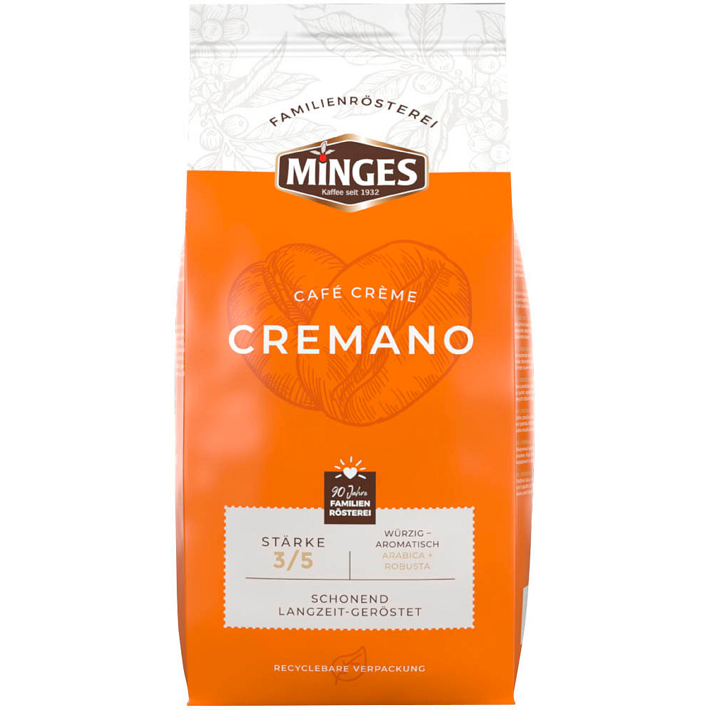MINGES Caffe Cremano Kaffeebohnen Arabica- und Robustabohnen kräftig 1 ...