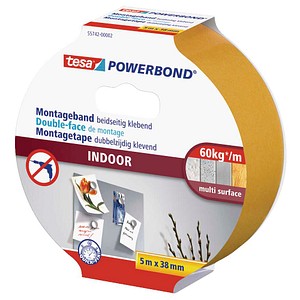 4042448843289 - tesa Montageband POWERBOND Indoor 55742 doppelseitiges Klebeband 380 mm x 50 m 1 Rolle