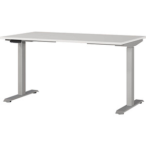 4005949791084 - Sitz-Steh-Schreibtisch JET 7905-583 elektrisch höhenverstellbar  140x80cm (BxT) rechteckig lichtgrau   Silber 4005949791084 