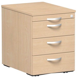 4038933060484 - Rollcontainer Flex S-530151-BU Holz buche 3 normale Schubladen mit extra Utensilienauszug abschließbar 4038933060484 Geramöbe