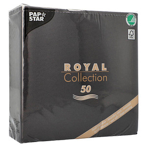 4002911104521 - Servietten Royal Collection 400 x 400 mm mit ¼-Falz kompostierbar FSC®-zertifiziertes Papier in Stoffoptik schwarz 5 x 50 Stück