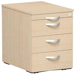 4038933060477 - Rollcontainer Flex S-530151-AH Holz ahorn 3 normale Schubladen mit extra Utensilienauszug abschließbar 4038933060477 Geramöbe