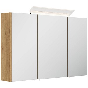 4251982674383 - Spiegelschrank 100cm inkl Design LED-Lampe und Glasböden weiss hochglanz