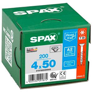 SPAX® Universalschrauben T20 Senkkopf Edelstahl A2 4 mm x 50 mm, 200 St.