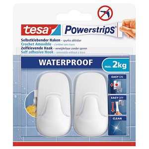 tesa WATERPROOF Small Klebehaken für max. 2,0 kg, 2,0 x 5,0 cm, 2 St.