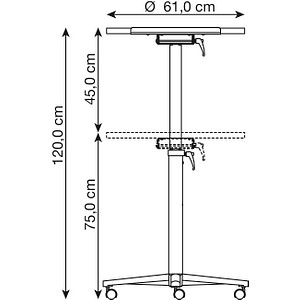 4002390063661 - Maul Gmbh - Stehpult BxTxH 600x510x750-1200 mm melaminharzbeschichtete Platte weiß höhenverstellbar neigbar 5 Bremsrollen