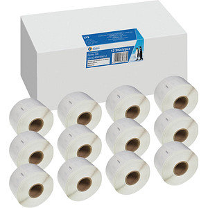 Etikettenrollen für Etikettendrucker ersetzt Dymo 99012/S0722400 weiß, 89,0 x 36,0 mm, 12 x 260 Etiketten