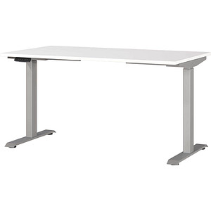 4005949791091 - Sitz-Steh-Schreibtisch JET 7905-639 elektrisch höhenverstellbar  140x80cm (BxT) rechteckig weiß   Silber 4005949791091 GERMA