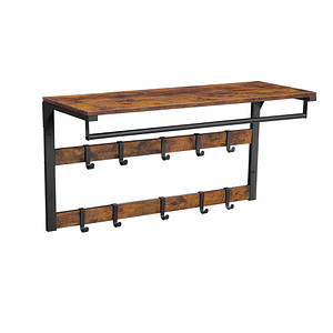 0194343047201 - Wandgarderobe braun Holz 10 Haken 800 x 420 cm 0194343047201 VASAGLE 0194343047201 - Wandgarderobe braun Holz 10 Haken 800 x 420 cm 0194343047201 VASAGLE