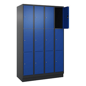 4068427433234 - Schließfachschrank Classic PLUS enzianblau schwarzgrau 080020-403 S10031 12 Schließfächer 1200 x 500 x 1950 cm 406842743323