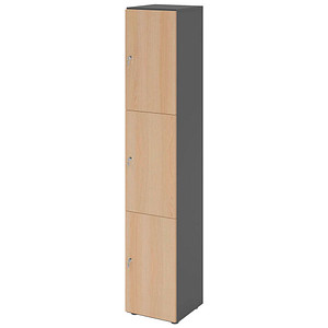 4032062313930 - HAMMERBACHER Schließfachschrank grafit eiche V264L3 G E DS 3 Schließfächer 400 x 420 x 2156 cm