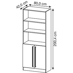 4032062146385 - Regalschrank TARVIS 5 Ordnerhöhen 5 Böden 2 Türen mit Griff o Schloss B 800 x T 420 x H 2004 mm weiß 4032062146385 - Regalschrank TARVIS 5 Ordnerhöhen 5 Böden 2 Türen mit Griff o Schloss B 800 x T 420 x H 2004 mm weiß