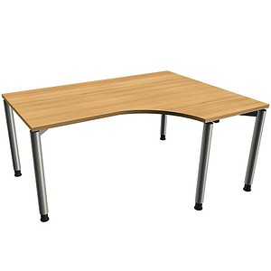 4260672330362 - fm Sidney höhenverstellbarer Schreibtisch buche Bogenform 4-Fuß-Gestell Rundrohr silber 1600 x 800 cm 4260672330362 - fm Sidney höhenverstellbarer Schreibtisch buche Bogenform 4-Fuß-Gestell Rundrohr silber 1600 x 800 cm