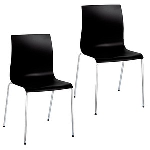 3660141963229 - meet by Paperflow Bistrostuhl ARKO stapelbar Gestell verchromt Kunststoffsitz schwarz 2er-Set