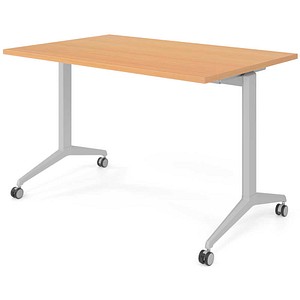 HAMMERBACHER Mehrzwecktisch buche rechteckig, T-Fuß-Gestell silber, 120,0 x 80,0 x 75,0 cm