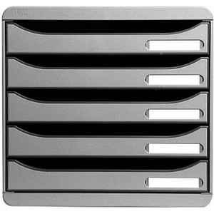 9002493421707 - Schubladenbox BIG-BOX PLUS A4+ 5 halboffene Schübe mit Auszugsstopp Griffmulde & Etikettenhalter Etiketten Blauer Engel Kunststoff grau 9002493421707 - Schubladenbox BIG-BOX PLUS A4+ 5 halboffene Schübe mit Auszugsstopp Griffmulde & Etikettenhalter Etiketten Blauer Engel Kunststoff grau