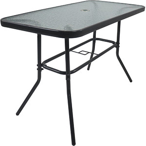 4051814411465 - Gartentisch aus Glas und Metall Esstisch Maße ca H 70 x B 110 x T 55 cm Anthrazit Balkontisch Gartenmöbel 110x55