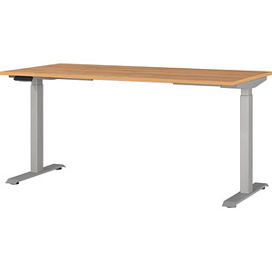 4005949791343 - Sitz-Steh-Schreibtisch JET 7908-638 elektrisch höhenverstellbar  160x80cm (BxT) rechteckig grandson-eiche   Silber 400594979